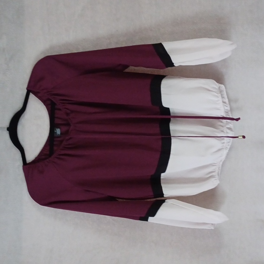New Directions Women's Long Sleeve Loose Blouses Size S Elastic Waist & Cuff.